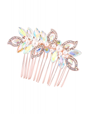 Rhinestone Hair Comb HM320001 ROSEGOLD AB